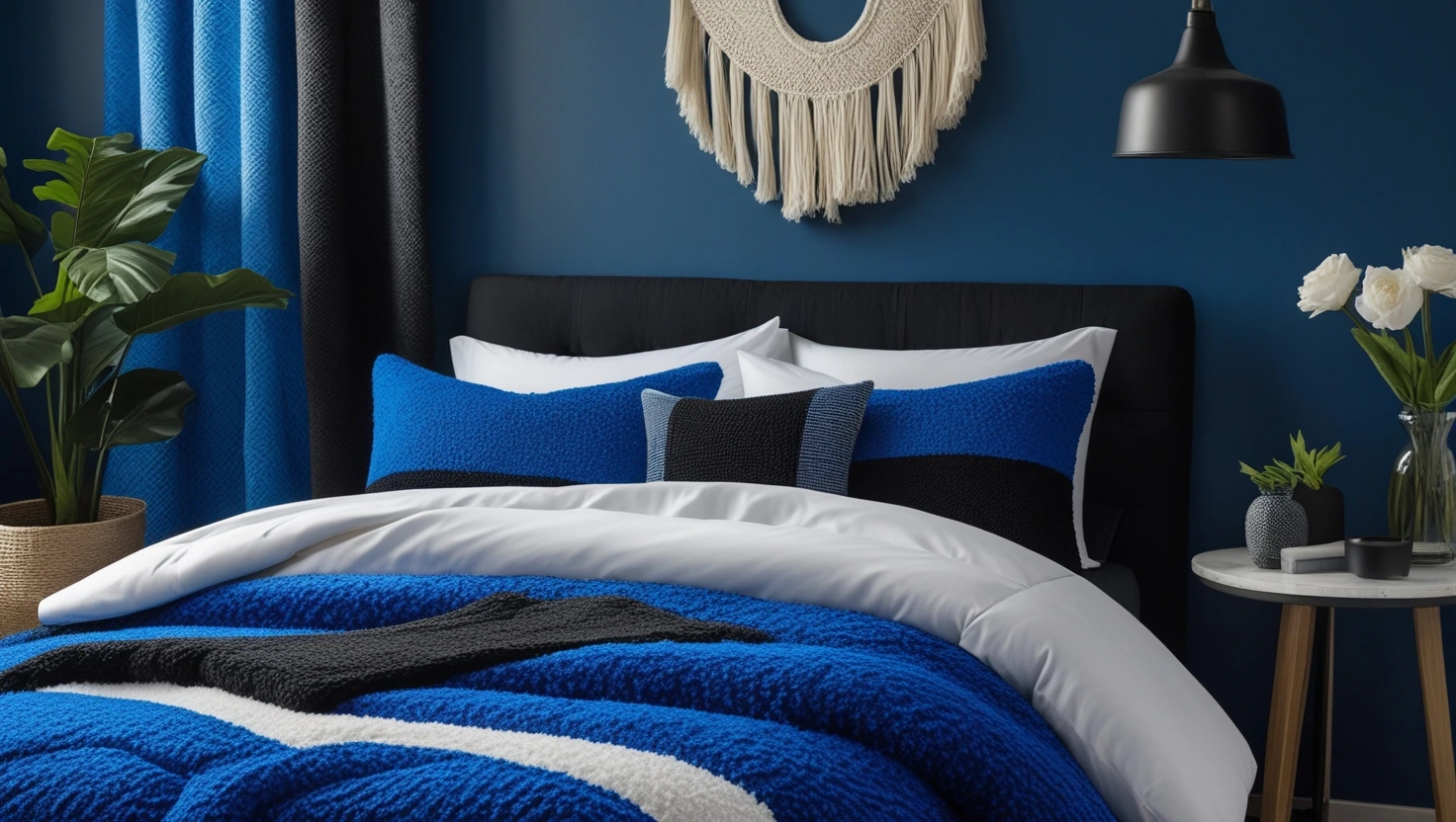 nipsey blue black white comforter set​