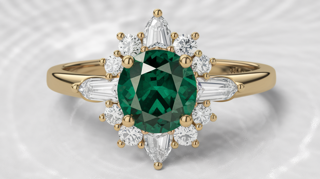 birthstone ring with cubic ronis diamonds esde i​