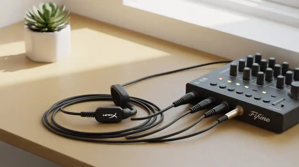  how to use hyperx headset splitter cable with fifine mixer​
