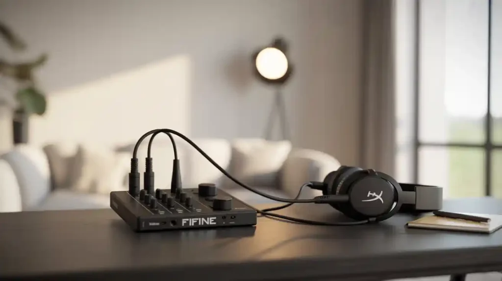  how to use hyperx headset splitter cable with fifine mixer​

